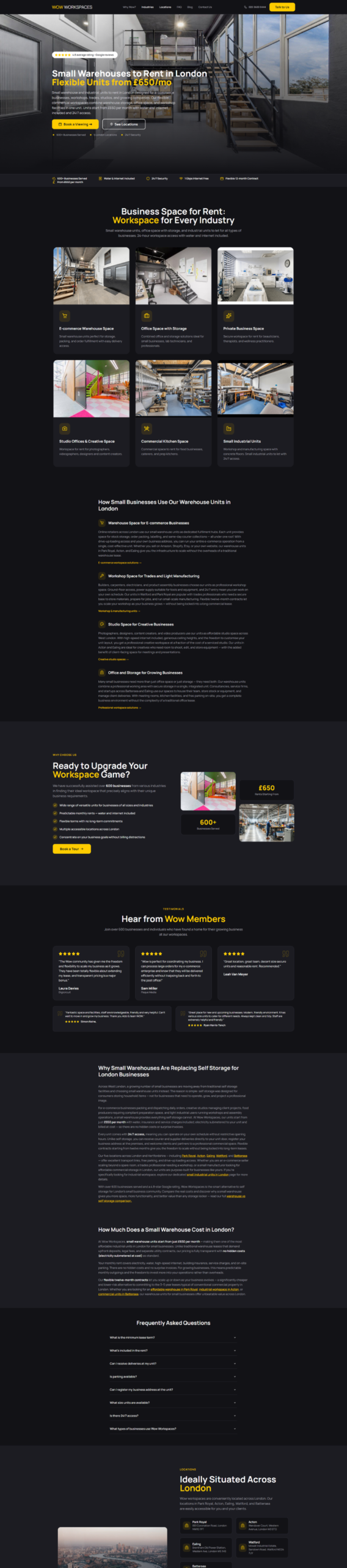 Warehouse Rental Design by Custom Web Development Agency